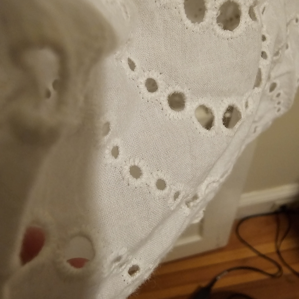 White Eyelet Puff Sleve 100 Percent Cotton Dress - Picture 3 of 9
